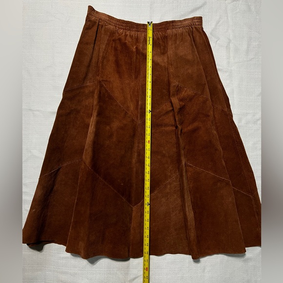 Apostrophe Vintage Leather Brown A-Line Skirt Size M - Picture 5 of 6